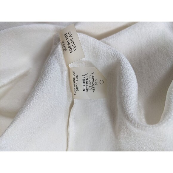 Magaschoni Silk Blouse Cream Ivory 2 Lace-up Neckline Pockets - Picture 4 of 7